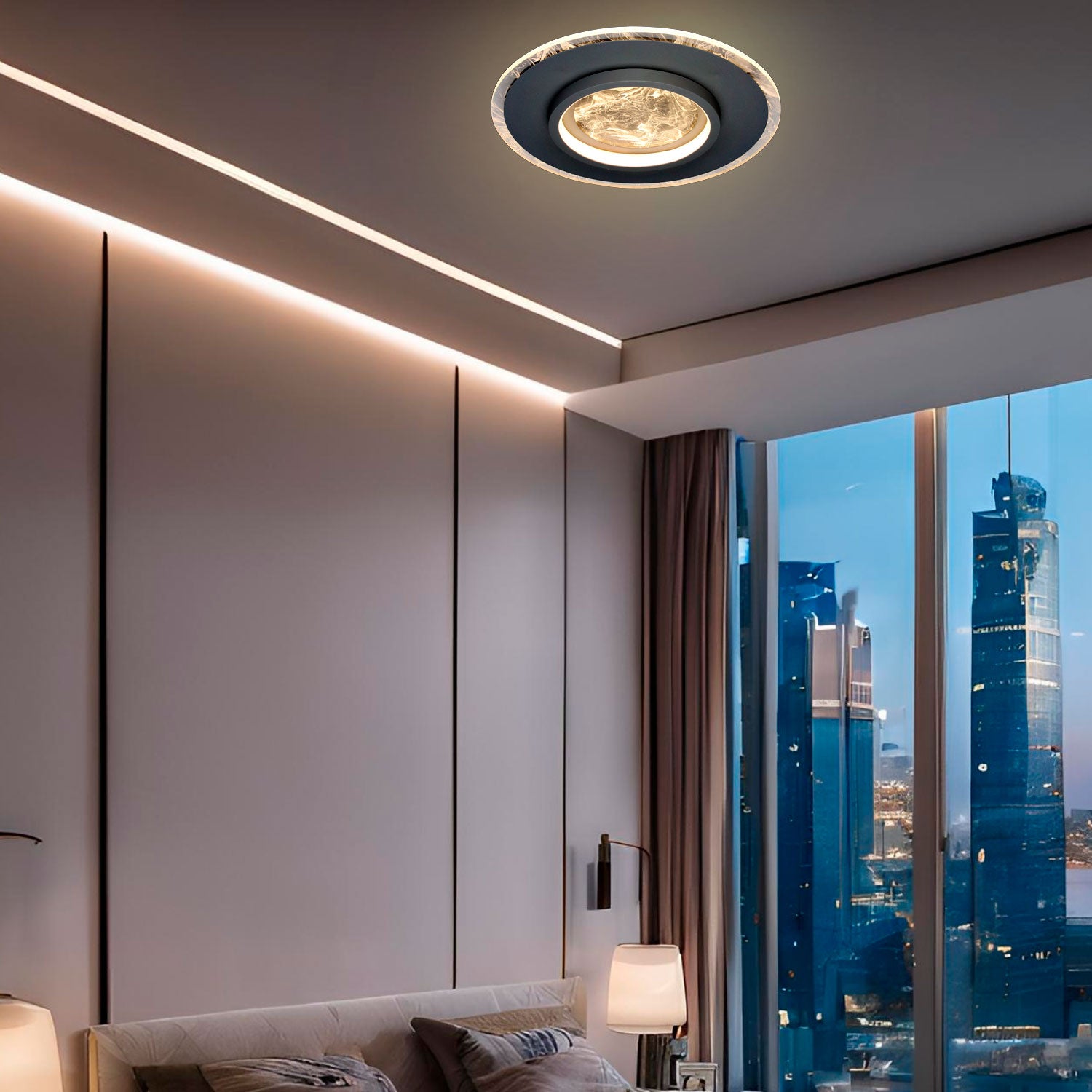 Lámpara Decorativa Interior  LED Plafón Gris 27W con Control - Comercial 2G